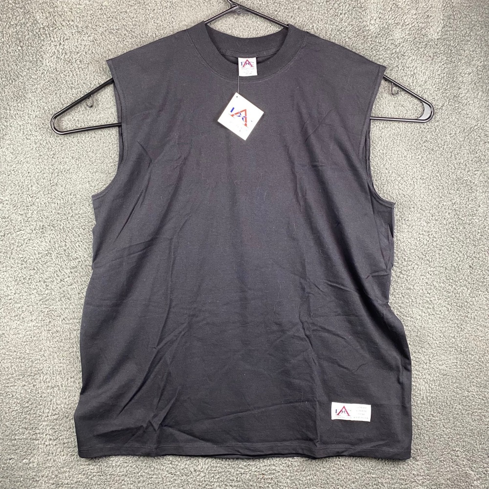 Athletic Club Muscle Tank Top Mens XL Black Sleeveless Gym Workout Vtg Deadstock